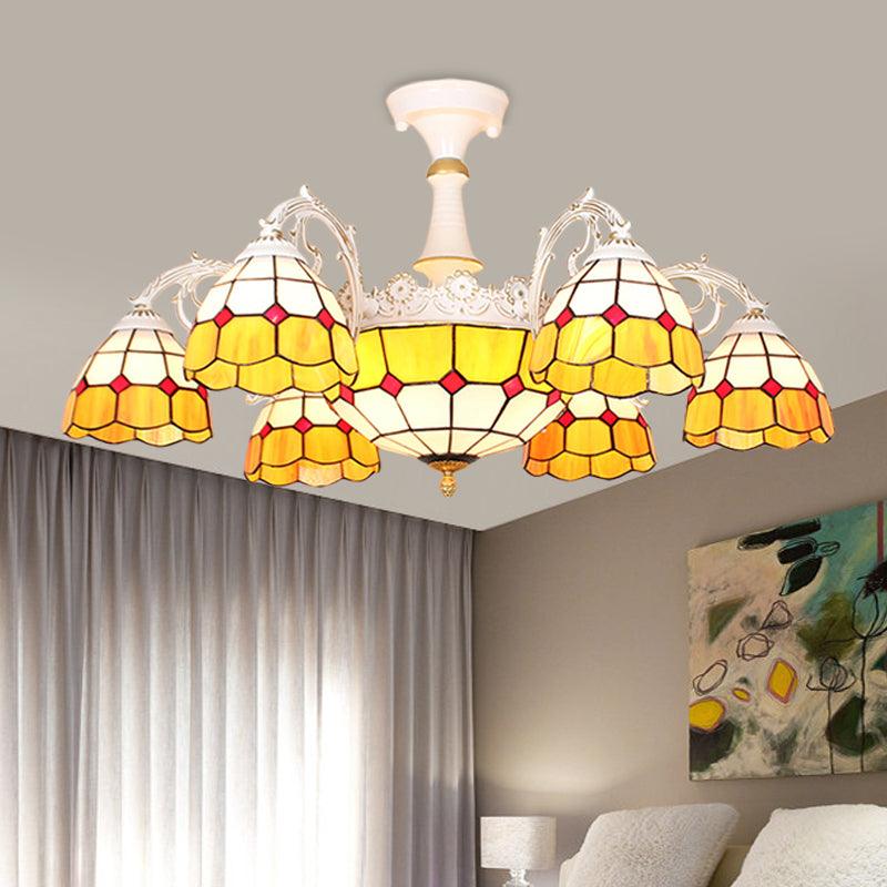 9 Lights Semi Flush Baroque Grid Patterned Ceiling Light - Rebooters