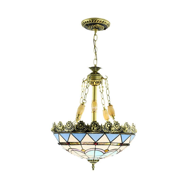 3/4 Lights Chandelier Mediterranean Stained Glass Light Kit 12/16 W - Rebooters
