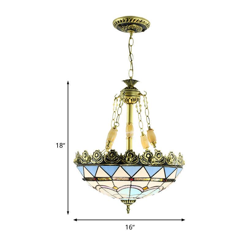 3/4 Lights Chandelier Mediterranean Stained Glass Light Kit 12/16 W - Rebooters