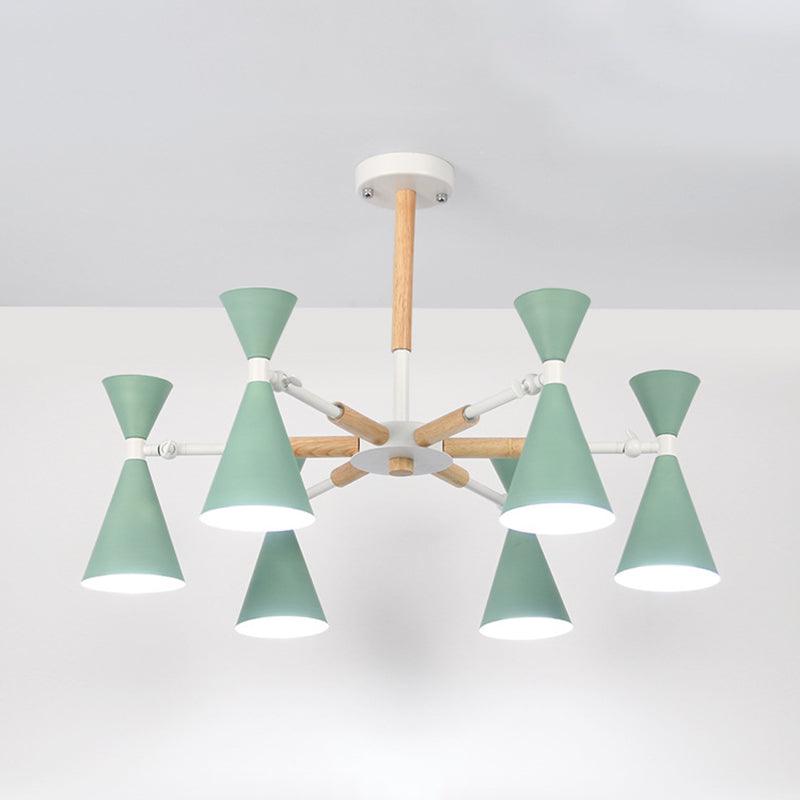 Scandinavian 6 Lights Hanging Horn Shade Metal Chandelier - Rebooters