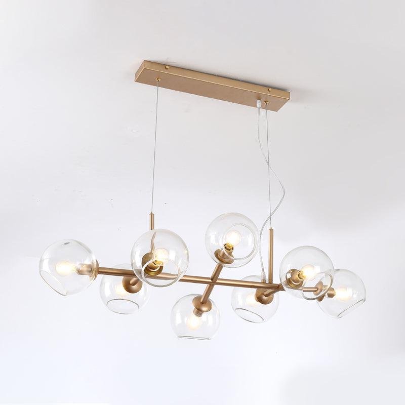 8 Bulbs Dining Room Island Lamp Modern Gold Hanging Light Kit - Rebooters