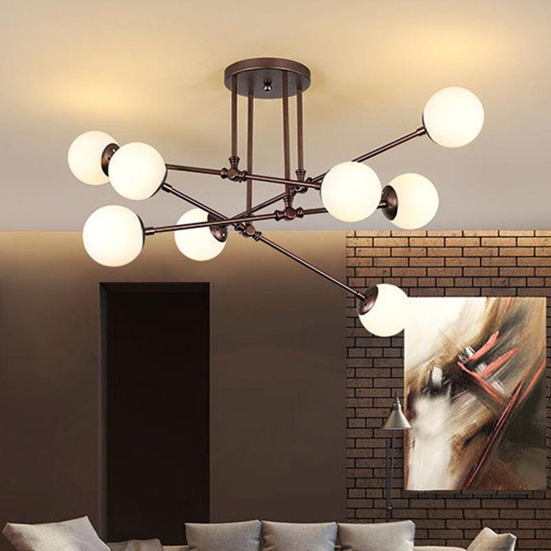 Coffee Bubble Ceiling Chandelier 8 Bulbs Opal Glass Light - Rebooters