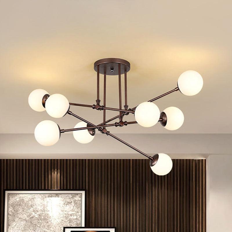 Coffee Bubble Ceiling Chandelier 8 Bulbs Opal Glass Light - Rebooters