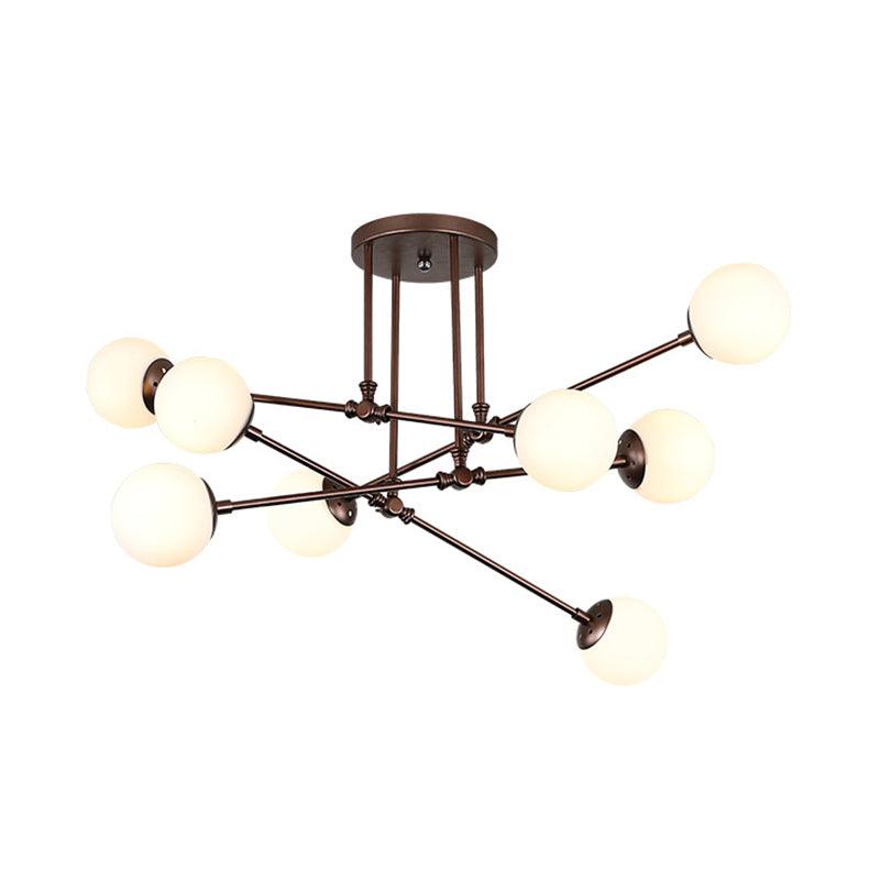 Coffee Bubble Ceiling Chandelier 8 Bulbs Opal Glass Light - Rebooters