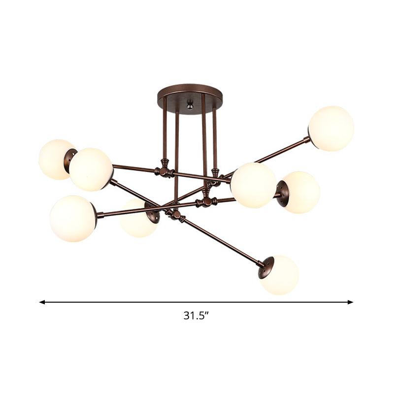 Coffee Bubble Ceiling Chandelier 8 Bulbs Opal Glass Light - Rebooters