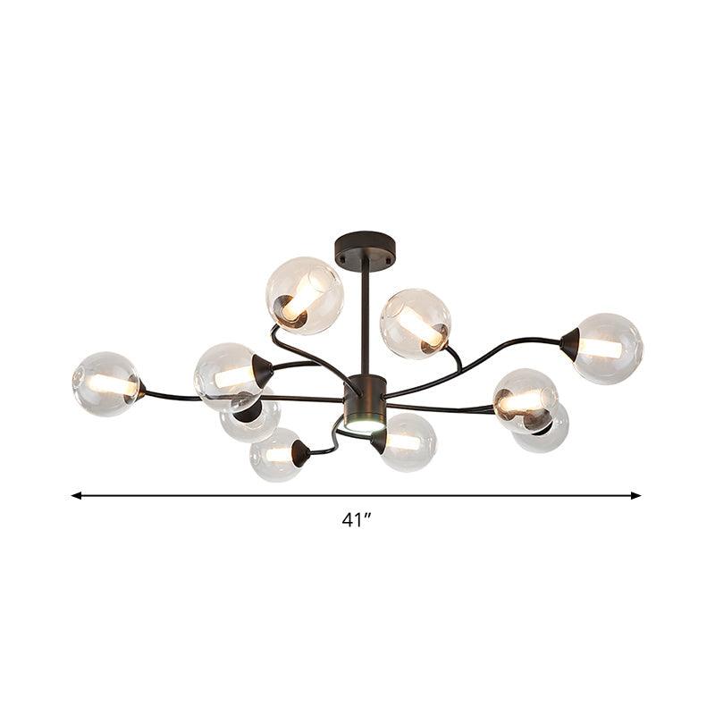 10 Heads Living Room Chandelier Lamp Modern Black Pendant Light - Rebooters