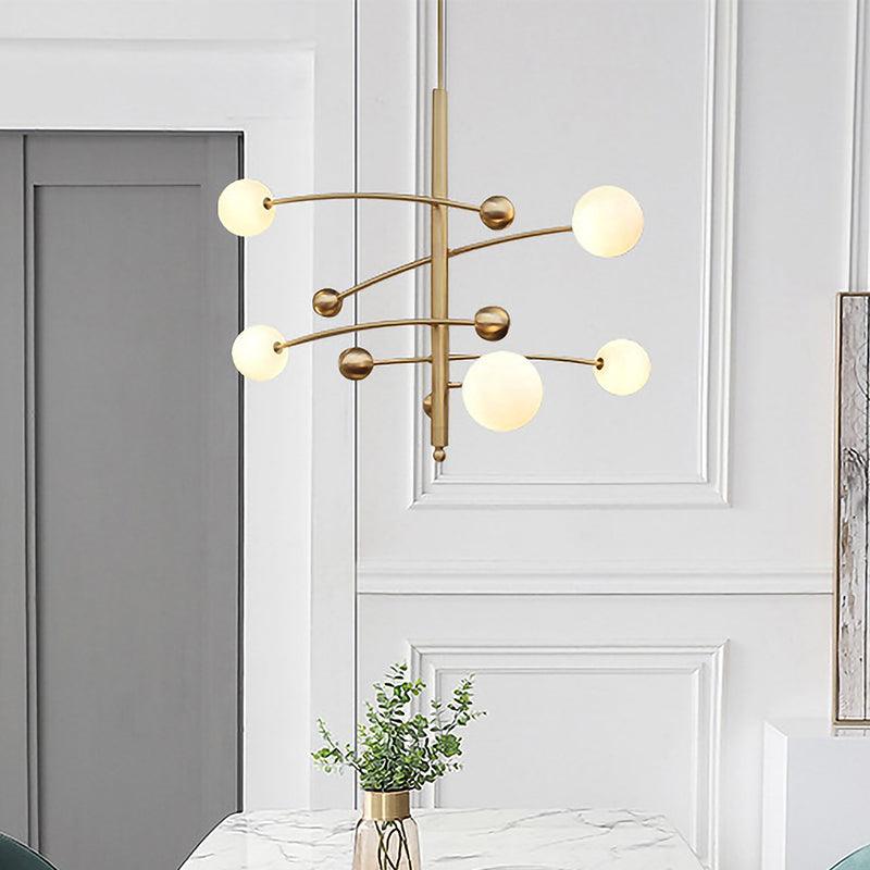 5 Bulbs Bedroom Chandelier Light Modern Gold Fixture - Rebooters