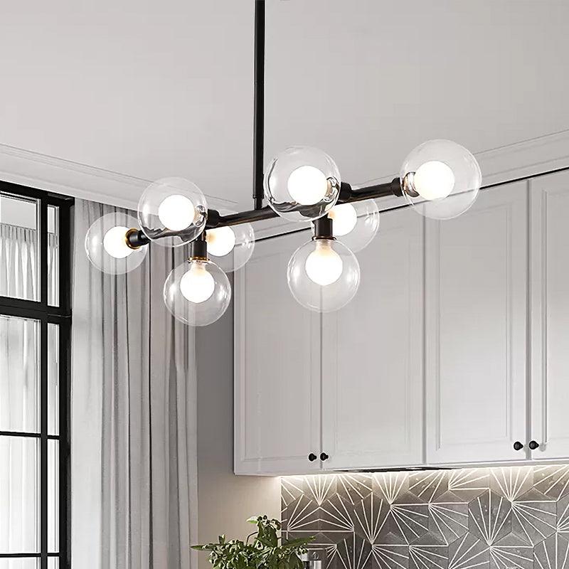 8 Heads Kitchen Island Lamp Contemporary Black Hanging Light - Rebooters