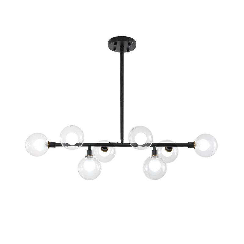 8 Heads Kitchen Island Lamp Contemporary Black Hanging Light - Rebooters
