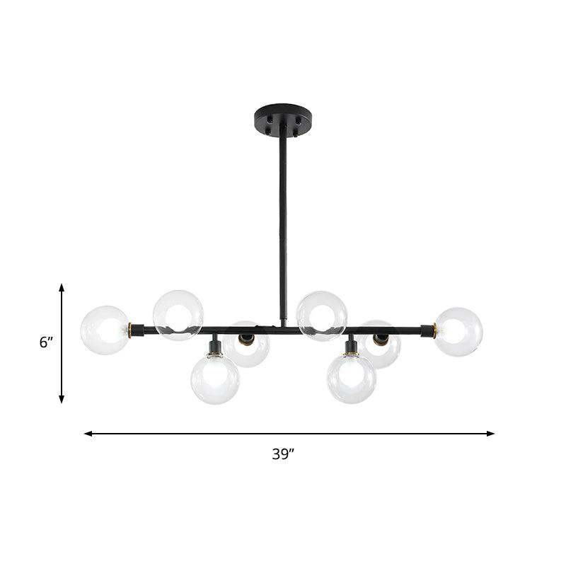 8 Heads Kitchen Island Lamp Contemporary Black Hanging Light - Rebooters