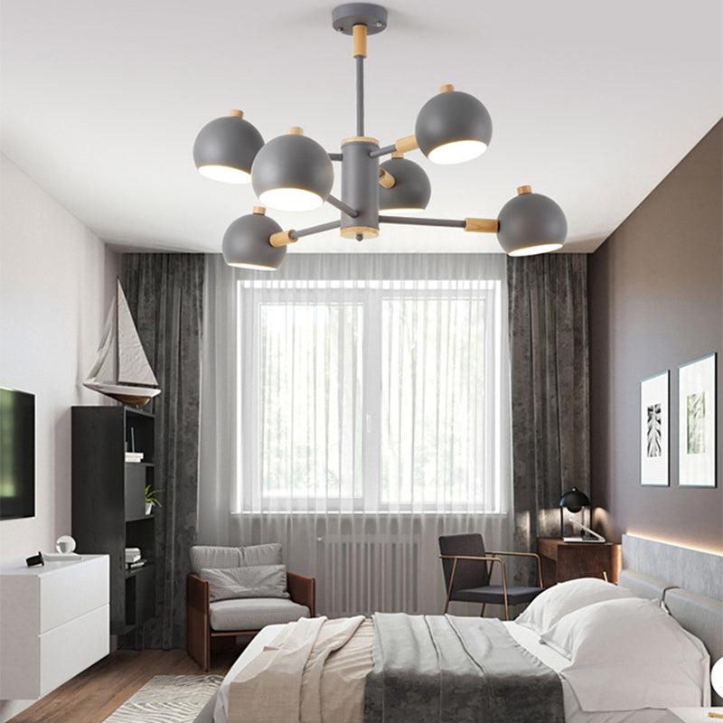 Bedroom Sphere Pendant Light Fixture Iron 6 Lights Modern Nordic Chandelier - Rebooters