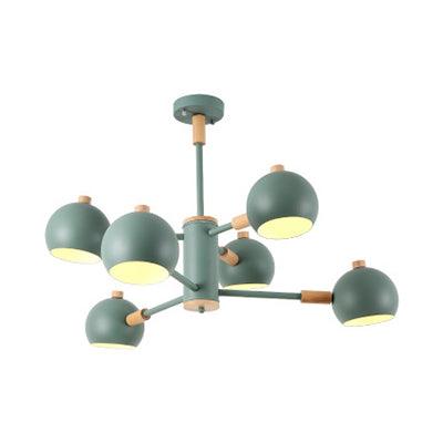 Bedroom Sphere Pendant Light Fixture Iron 6 Lights Modern Nordic Chandelier - Rebooters