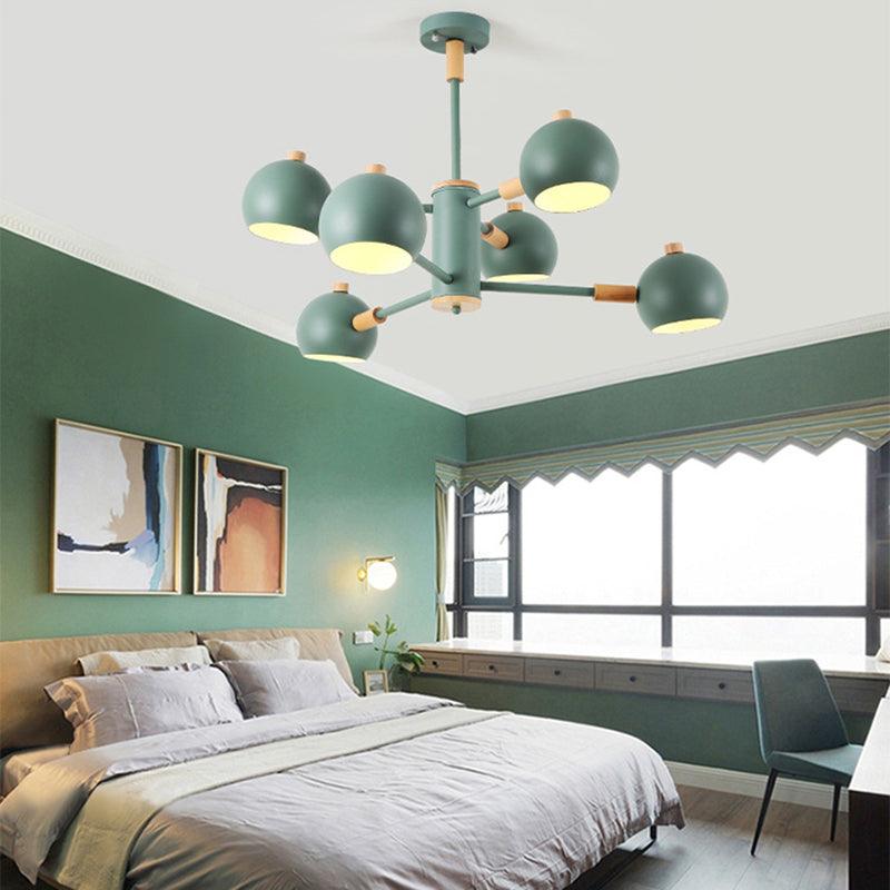 Bedroom Sphere Pendant Light Fixture Iron 6 Lights Modern Nordic Chandelier - Rebooters