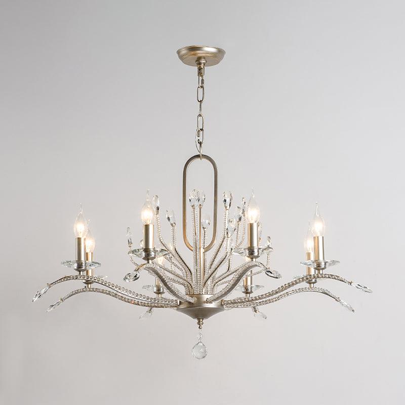 6/8 Lights Crystal Chandelier Lamp Minimalism Silver Candelabra - Rebooters
