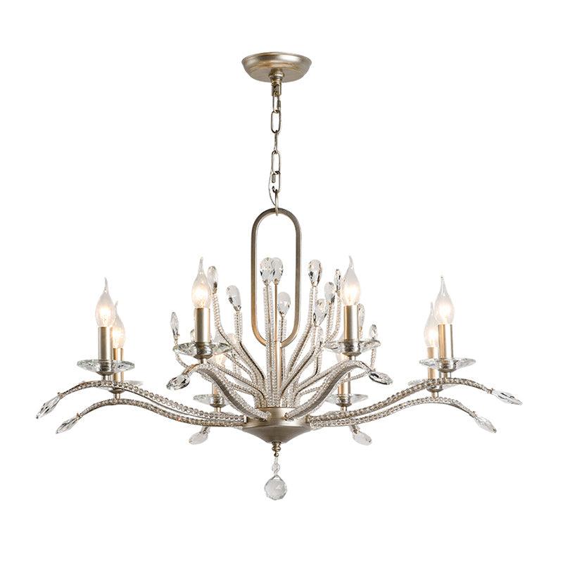 6/8 Lights Crystal Chandelier Lamp Minimalism Silver Candelabra - Rebooters