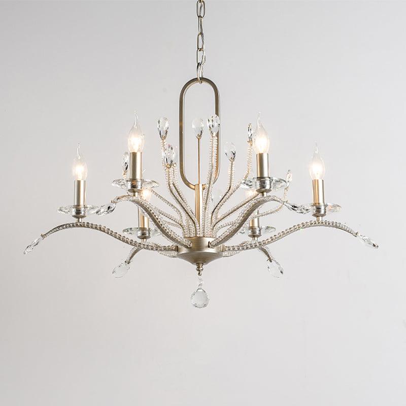6/8 Lights Crystal Chandelier Lamp Minimalism Silver Candelabra - Rebooters