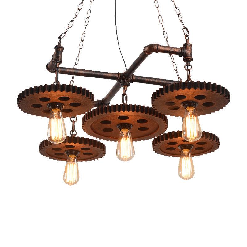 5 Lights Metal Chandelier Lamp Farmhouse Bronze Open Bulb - Rebooters