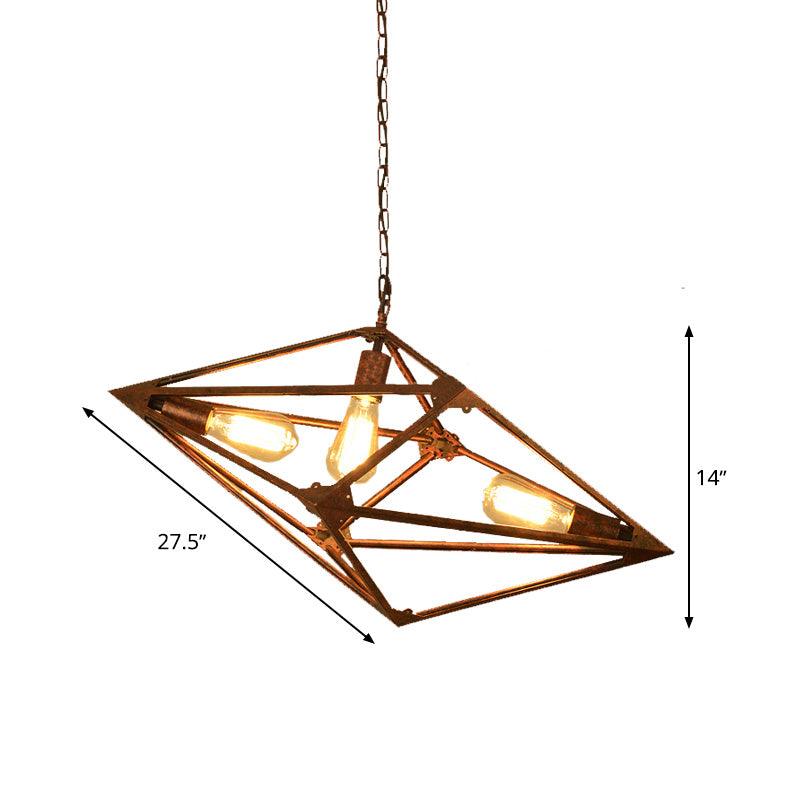 Bare Bulb Dining Room Chandelier Vintage Metallic 2/3 Lights Rust Ceiling Pendant Light 12 Inch 27.5 Inch W - Rebooters