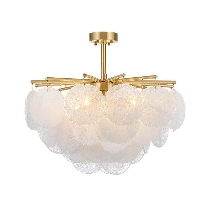 5 Lights Chandelier Light Countryside Layered Crystal Drop Pendant in Gold - Rebooters