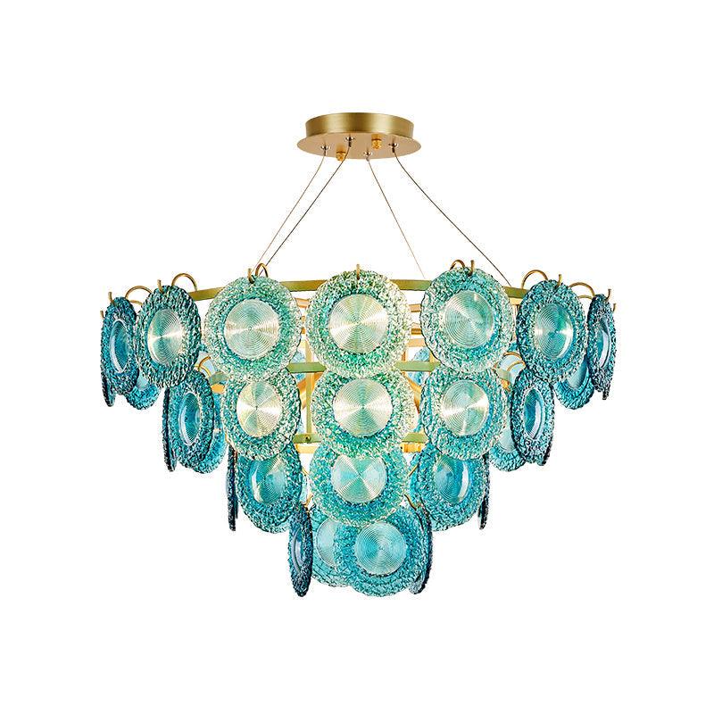 5/8 Lights Bedroom Chandelier Lighting Rustic Blue Pendant Lamp - Rebooters