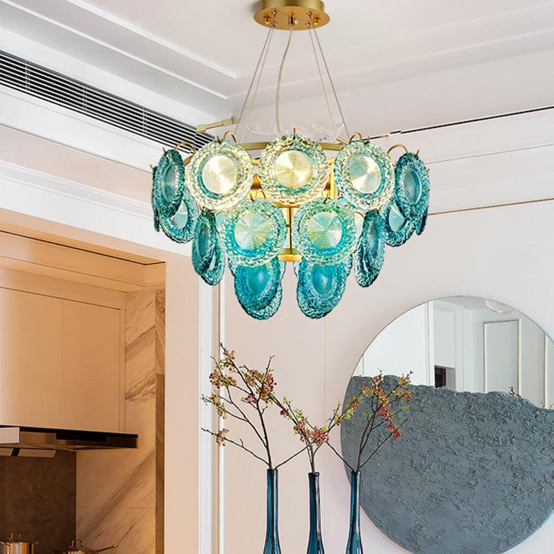 5/8 Lights Bedroom Chandelier Lighting Rustic Blue Pendant Lamp - Rebooters