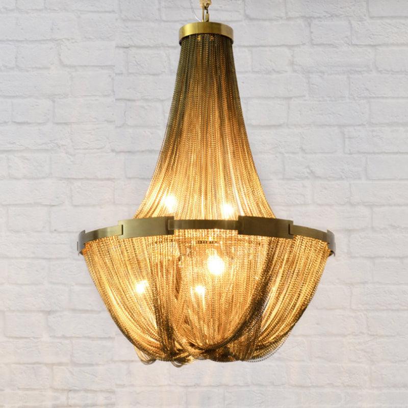 6 Lights Basket-Shaped Chandelier Lamp Rural Gold Pendant - Rebooters