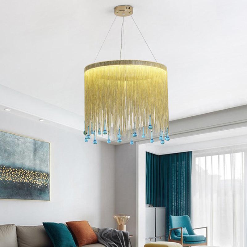 LED Metal Chandelier Light Fixture Countryside Silver Gold Chain - Rebooters