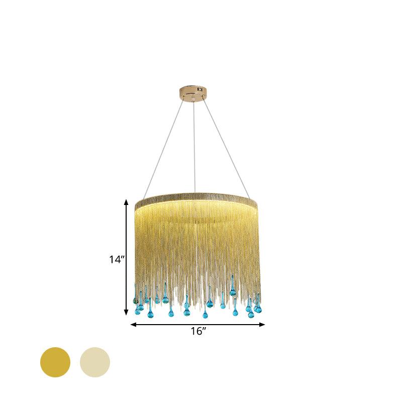 LED Metal Chandelier Light Fixture Countryside Silver Gold Chain - Rebooters