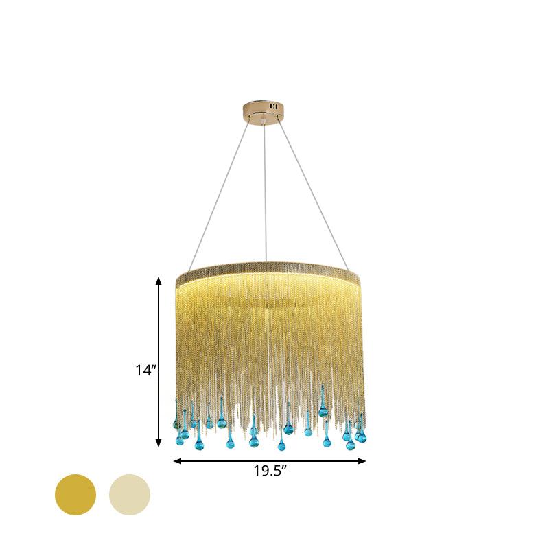 LED Metal Chandelier Light Fixture Countryside Silver Gold Chain - Rebooters