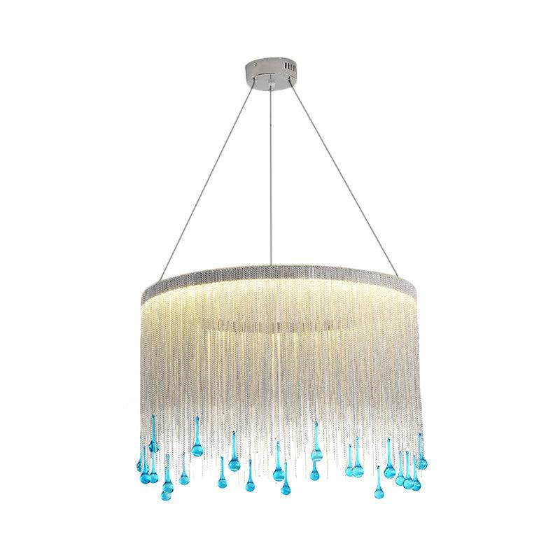 LED Metal Chandelier Light Fixture Countryside Silver Gold Chain - Rebooters