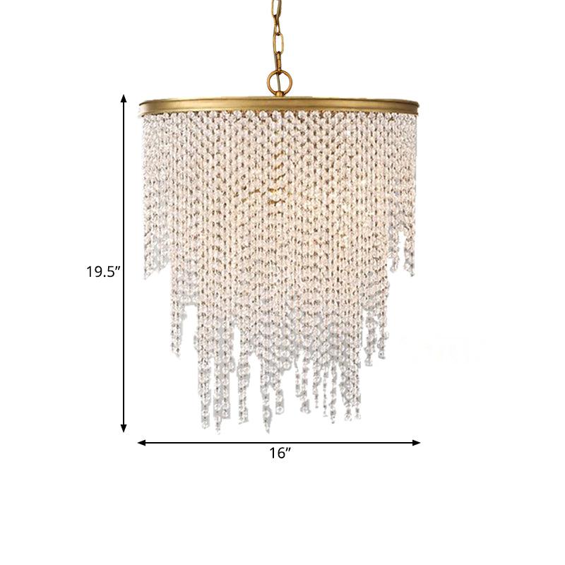 5/6 Lights Waterfall Chandelier Light Rural Brass Crystal Pendant - Rebooters