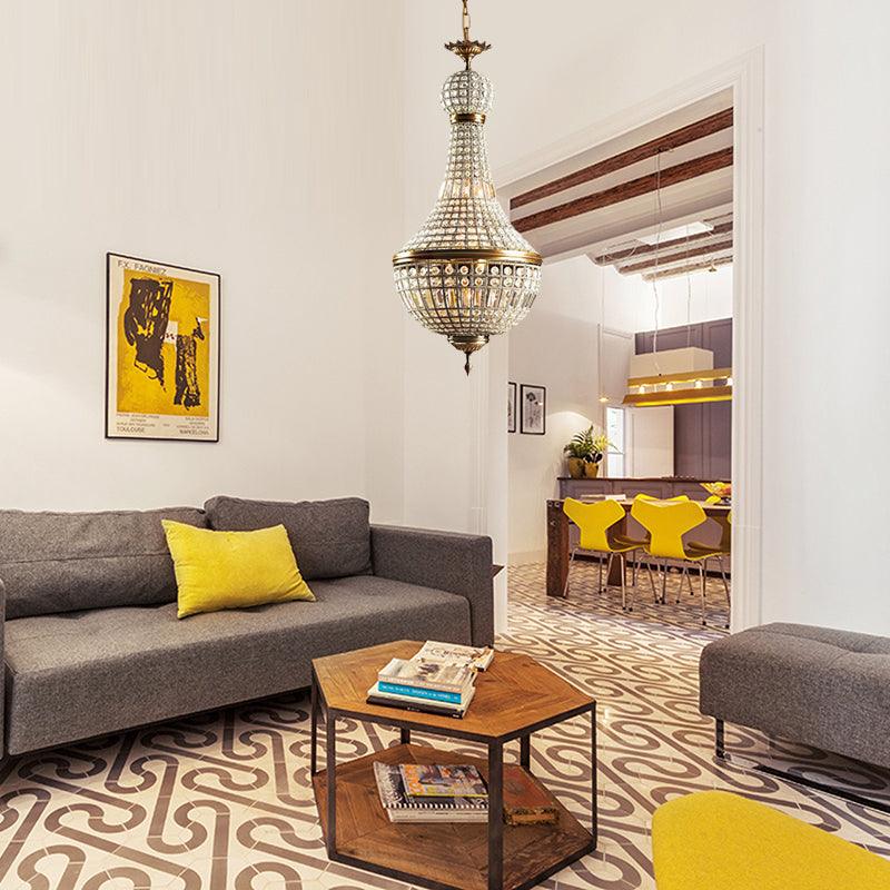 Basket Bedroom Chandelier Lamp Minimalism Crystal 6 Lights Brass - Rebooters