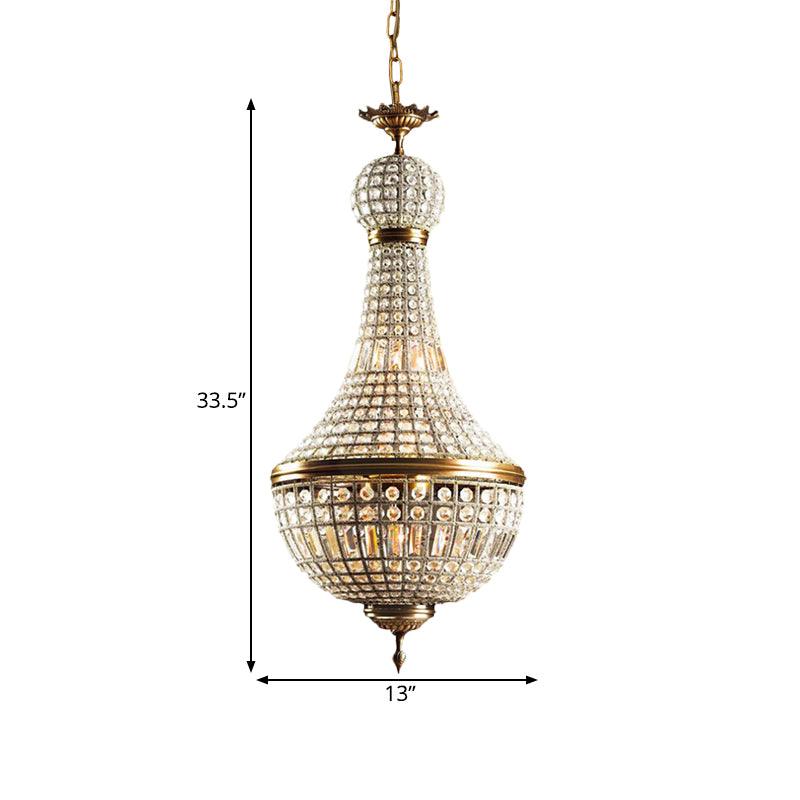 Basket Bedroom Chandelier Lamp Minimalism Crystal 6 Lights Brass - Rebooters