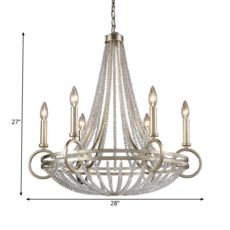 6 Lights Candle-Style Chandelier Traditional Metallic Pendant - Rebooters