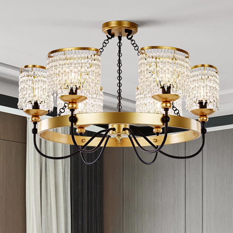 6/8 Lights Crystal Pendant Chandelier Countryside Gold Lamp - Rebooters