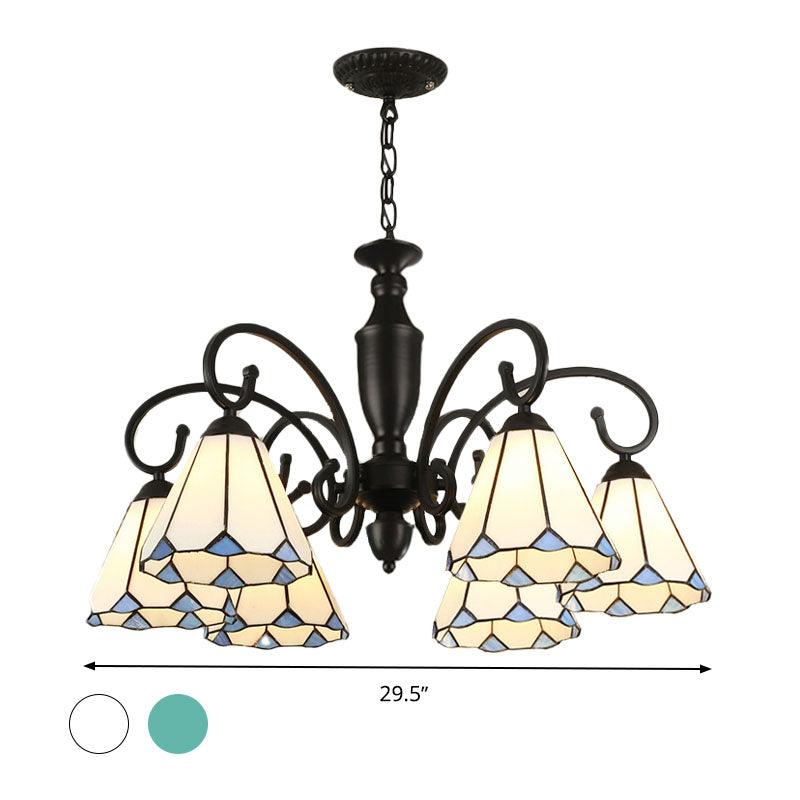 6 Lights Conical Domed Chandelier Pendant Light Baroque - Rebooters