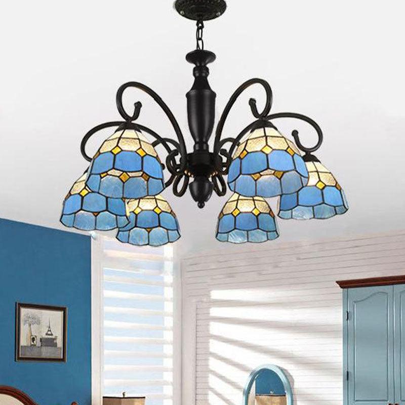 6 Lights Conical Domed Chandelier Pendant Light Baroque - Rebooters