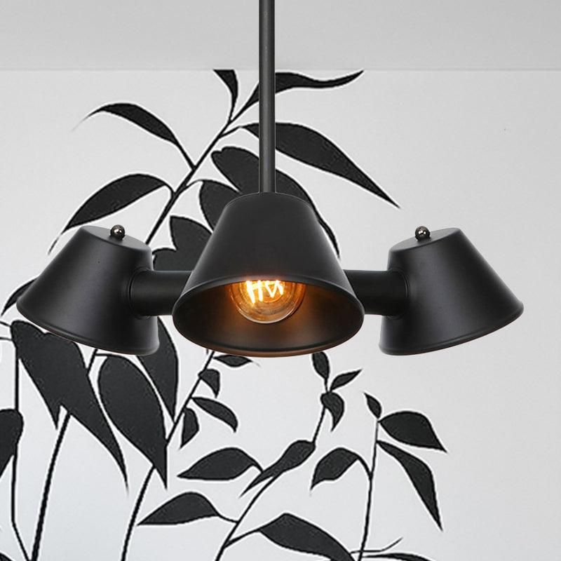 3 Lights Indoor Chandelier Lighting Fixture Industrial Stylish Black Ceiling Lamp - Rebooters