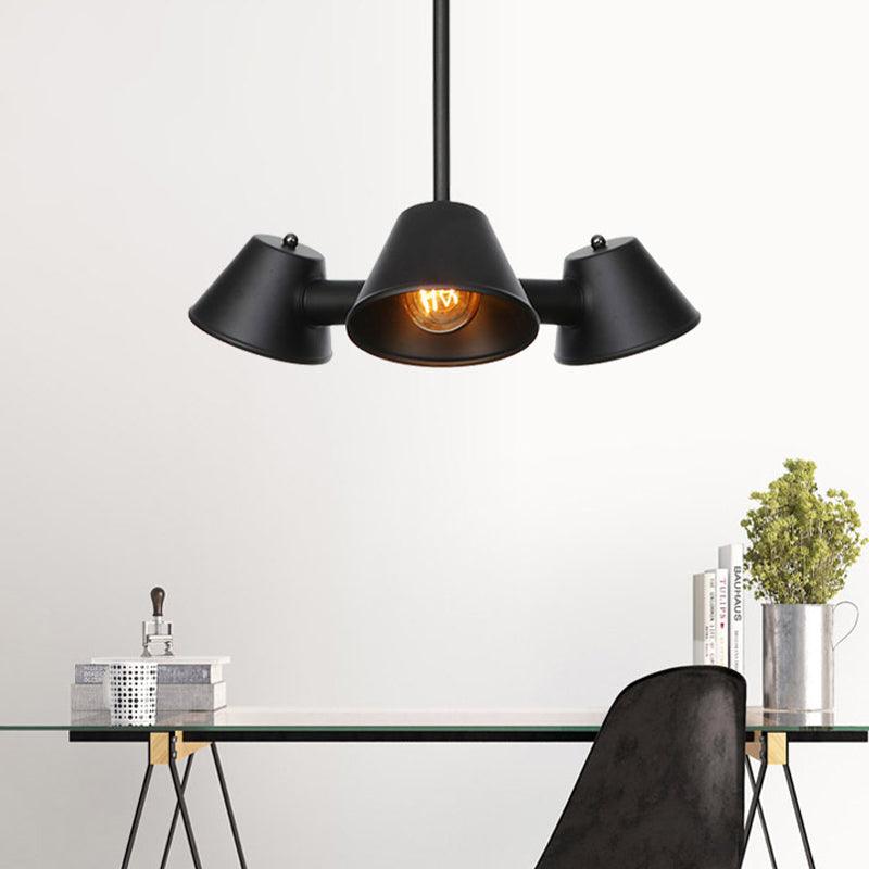 3 Lights Indoor Chandelier Lighting Fixture Industrial Stylish Black Ceiling Lamp - Rebooters