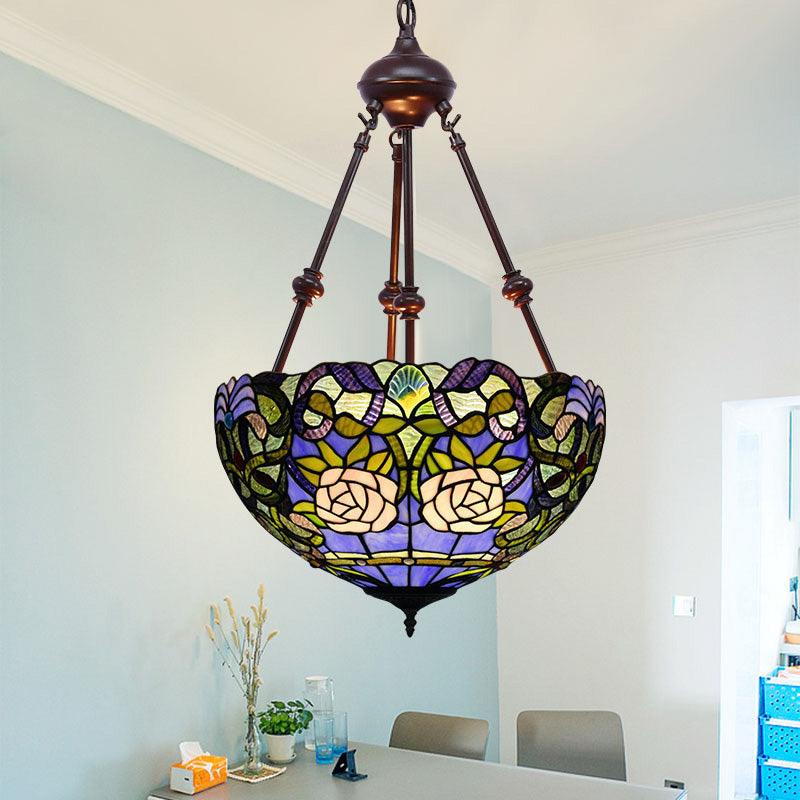 2 Lights Flower Bush Chandelier Lamp Tiffany Stylish Pendant Light - Rebooters