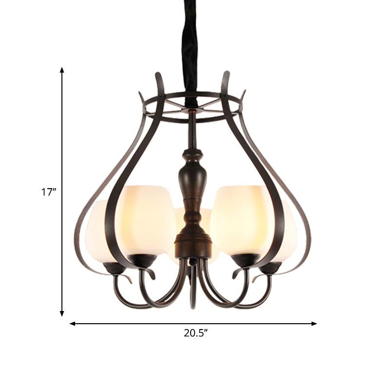 5 Bulbs Dining Room Chandelier Lamp Black Finish Lighting - Rebooters