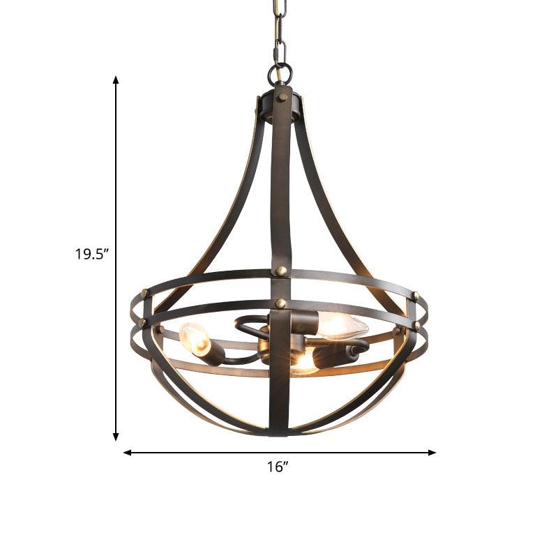 3 Heads Foyer Hanging Chandelier Light Vintage Style Black Pendant Lamp - Rebooters