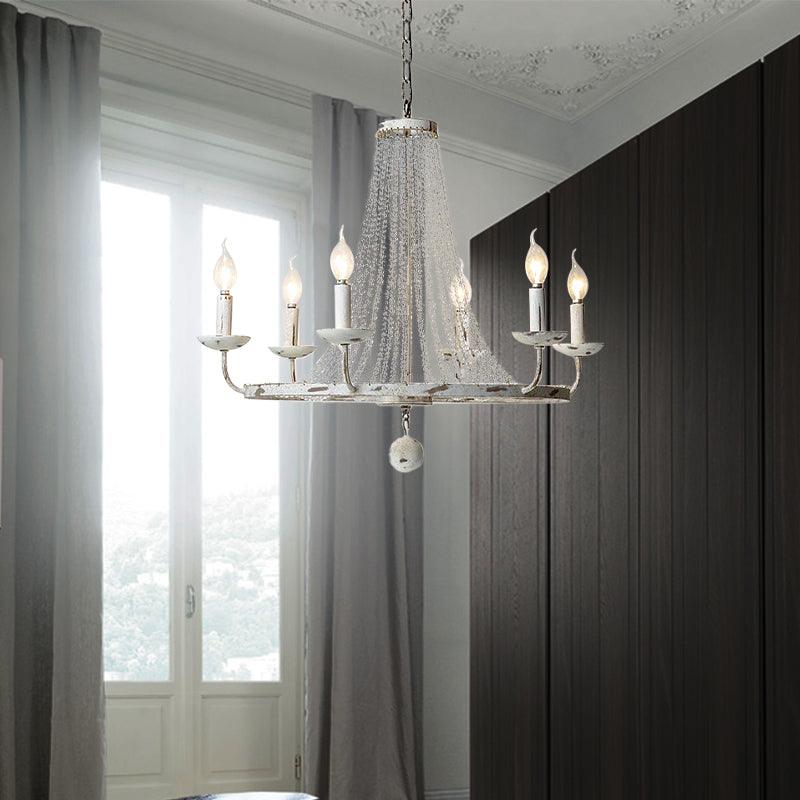 6 Bulbs Beaded Ceiling Chandelier Traditional Crystal Light Fixture - Rebooters