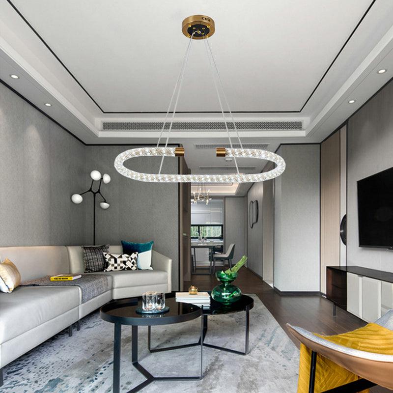 Bend Chandelier Light Modern Crystal 31.5 39 47 Wide LED Brass Fixture - Rebooters