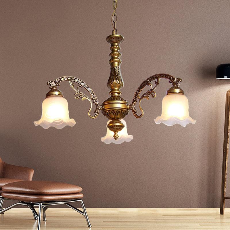 3/6 Bulb Ceiling Lamp with Scalloped Shade in Brass - Rebooters