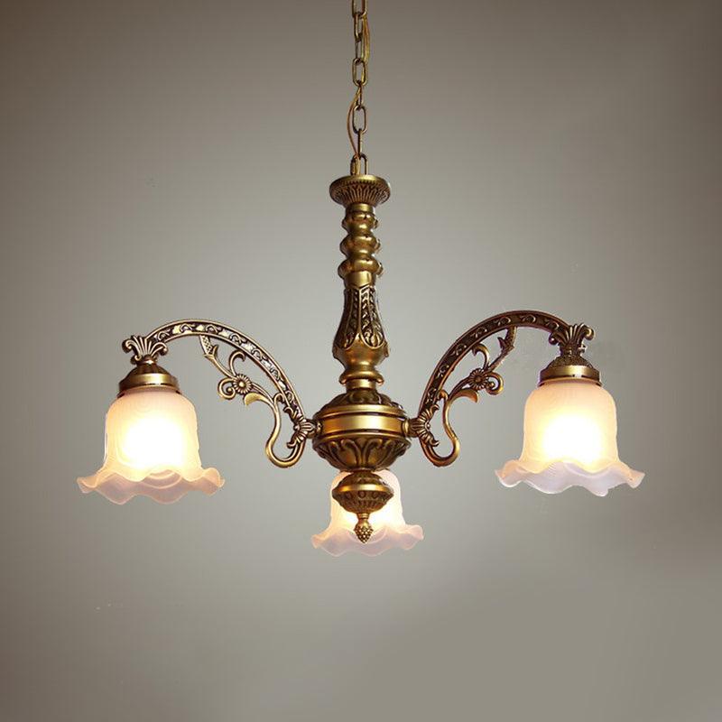 3/6 Bulb Ceiling Lamp with Scalloped Shade in Brass - Rebooters