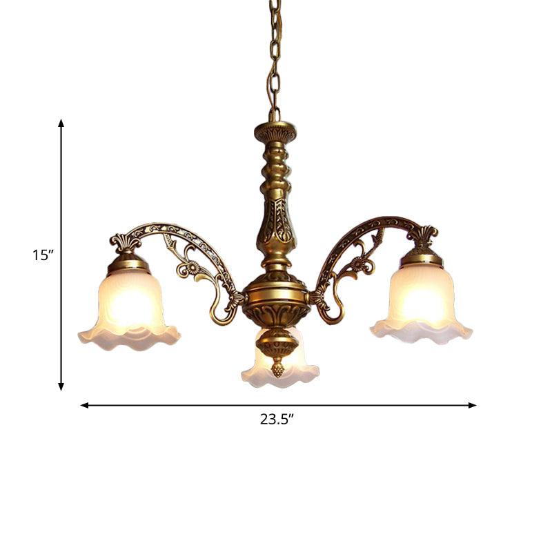 3/6 Bulb Ceiling Lamp with Scalloped Shade in Brass - Rebooters