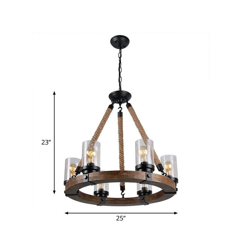 Beige Wheel Pendant Lighting Traditional Wood Chandelier - Rebooters
