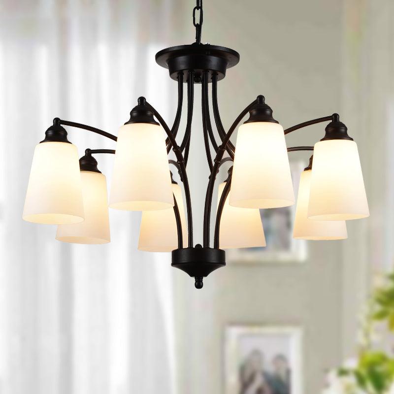 3/6/8 Lights Frosted Glass Hanging Chandelier Black Pendant - Rebooters