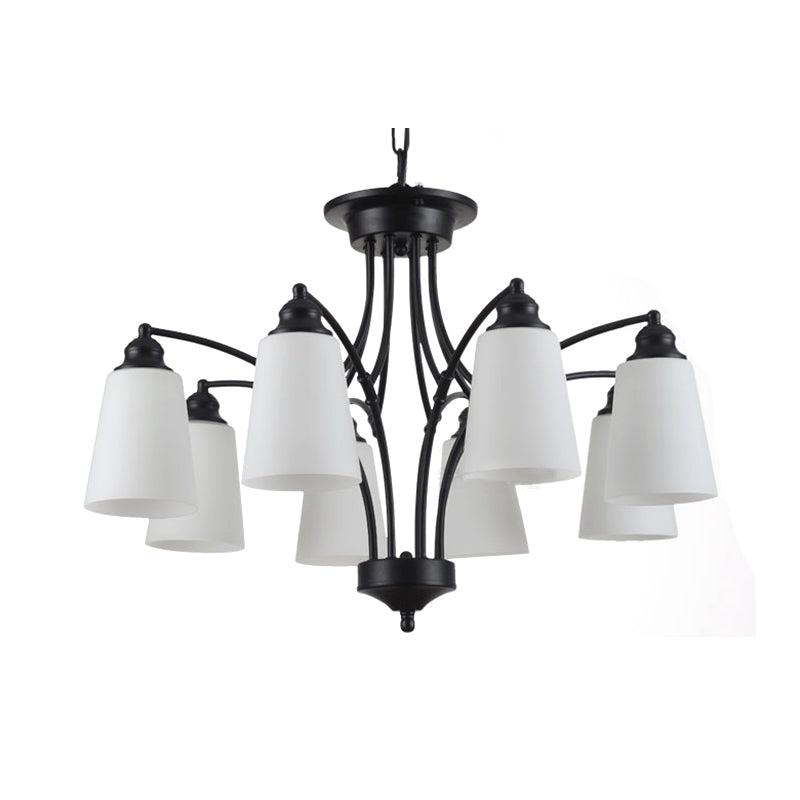 3/6/8 Lights Frosted Glass Hanging Chandelier Black Pendant - Rebooters